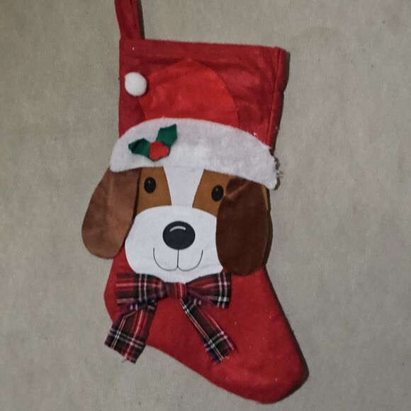 Puppy Dog Handmade Felt Christmas Stocking Holiday Decor Never Used - Picture 5 of 5